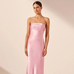 La Lune Strapless Ruched Bodice Maxi Dress - Peony SHONA JOY